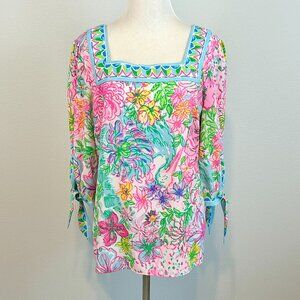 Lilly Pulitzer Madge Top Floral Blouse Size S